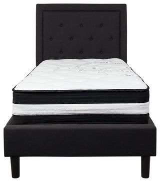 Roxbury Twin Size Tufted Upholstered Platform Bed With Pocket Spring Mattress