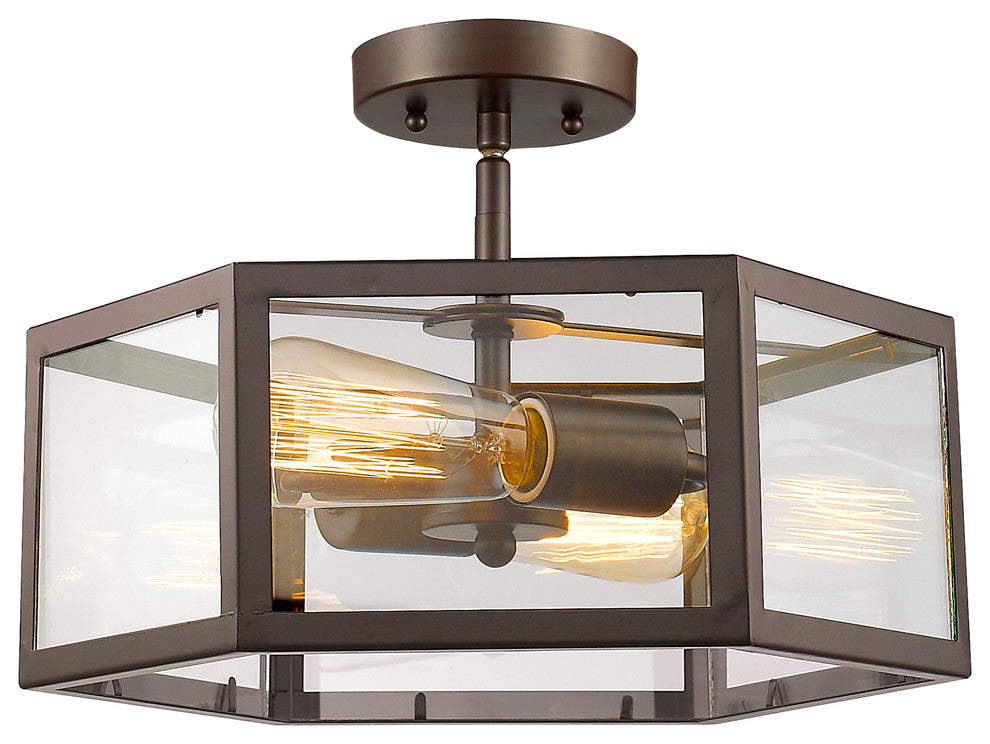 Ironclad 2-Light Rubbed Bronze Convertible Ceiling Mini Pendant