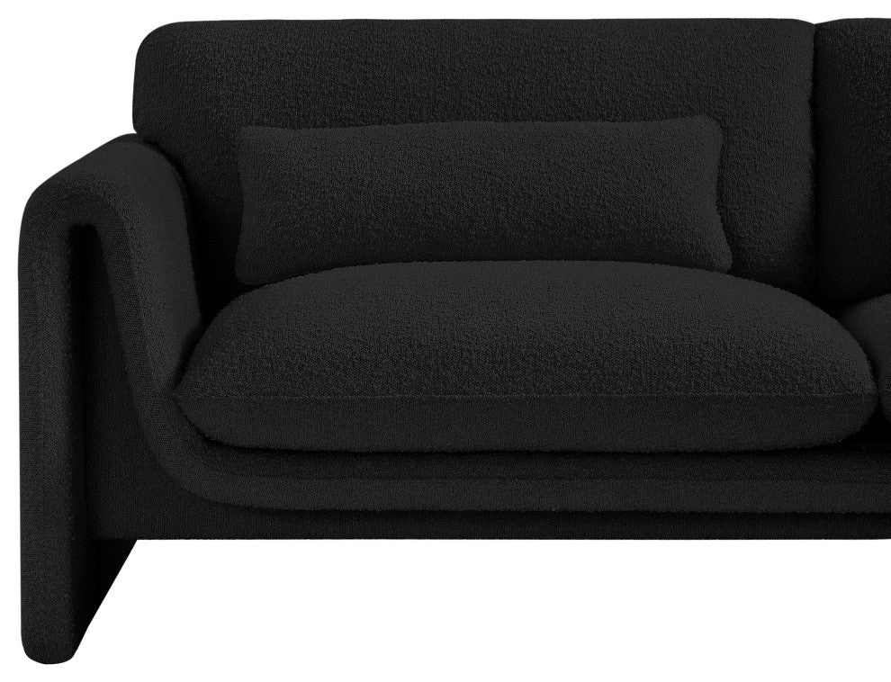 Stylus Boucle Fabric Upholstered Loveseat, Black