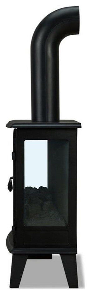 Real Flame Contemporary Metal Foster Stove Electric Fireplace in Black