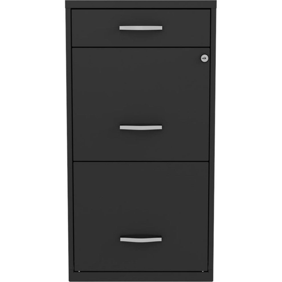 Space Solutions 18in Deep 3 Drawer Metal Organizer File Cabinet Black