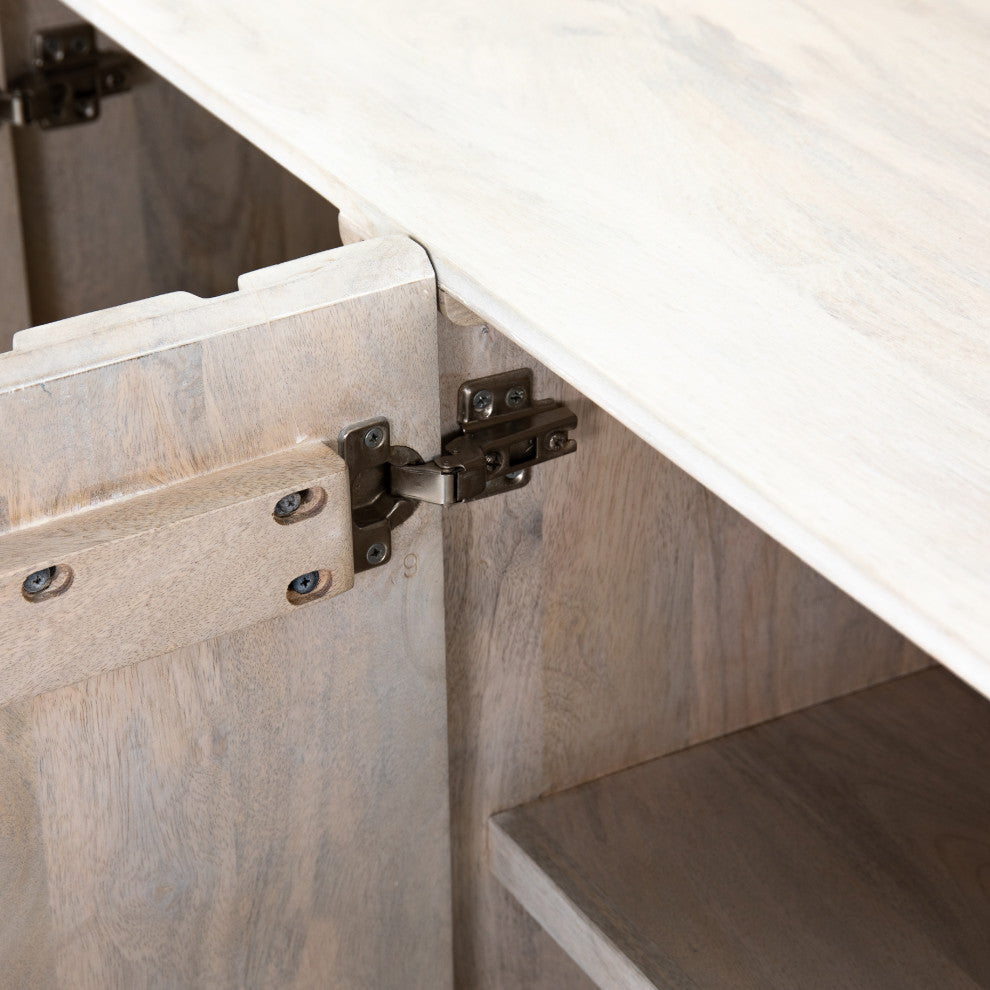 Rio Media Console-Round Cut White Wash