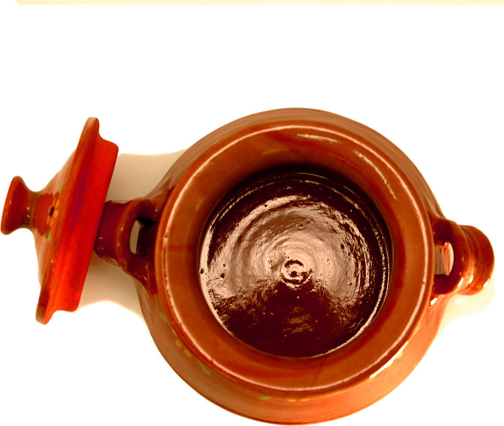 Ancient Cookware, Traditional Mexican Clay Bean Olla Pot, Terracotta, 3 Quarts