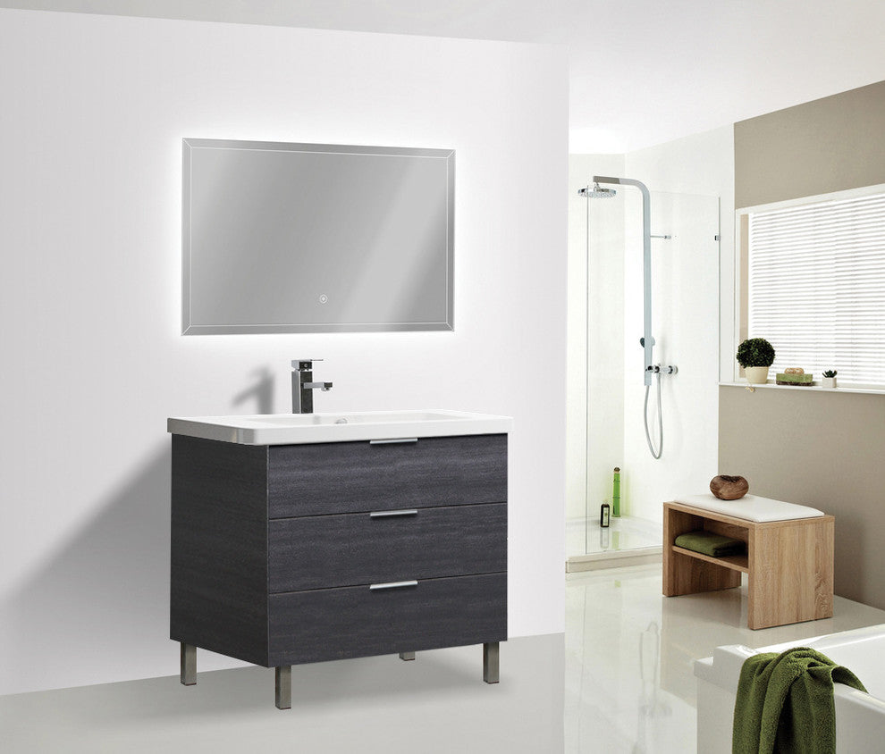 Transolid Finn LED-Backlit Contemporary Mirror, Silver