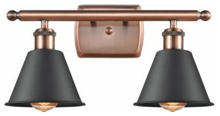 Innovations 516-2W-AC-M8-BK 2-Light Bath Vanity Light, Antique Copper