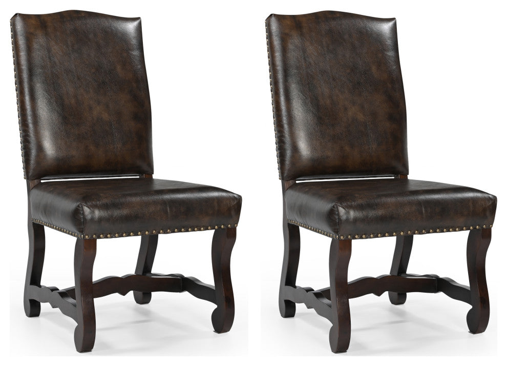 Kelcy Upholstered Dining Chairs, Set of 2, Dark Brown