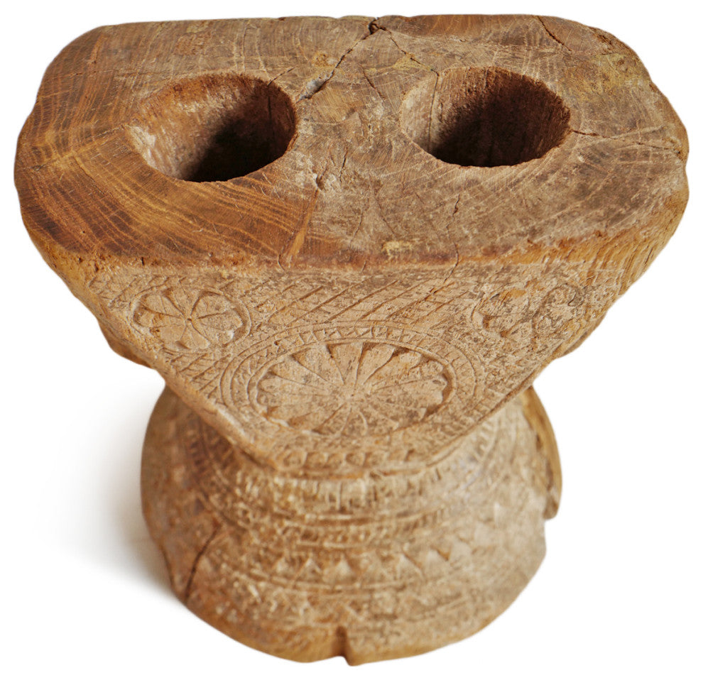 Consigned Rajasthan Village Wood Candle Stand 2