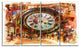People and Time Acrylic Painting, Abstract Canvas Artwork, 48"x28", 4 Panels