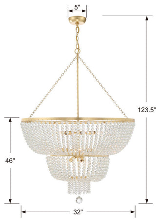 Crystorama Lighting Group 612 Rylee 12 Light 32"W Crystal - Antique Gold