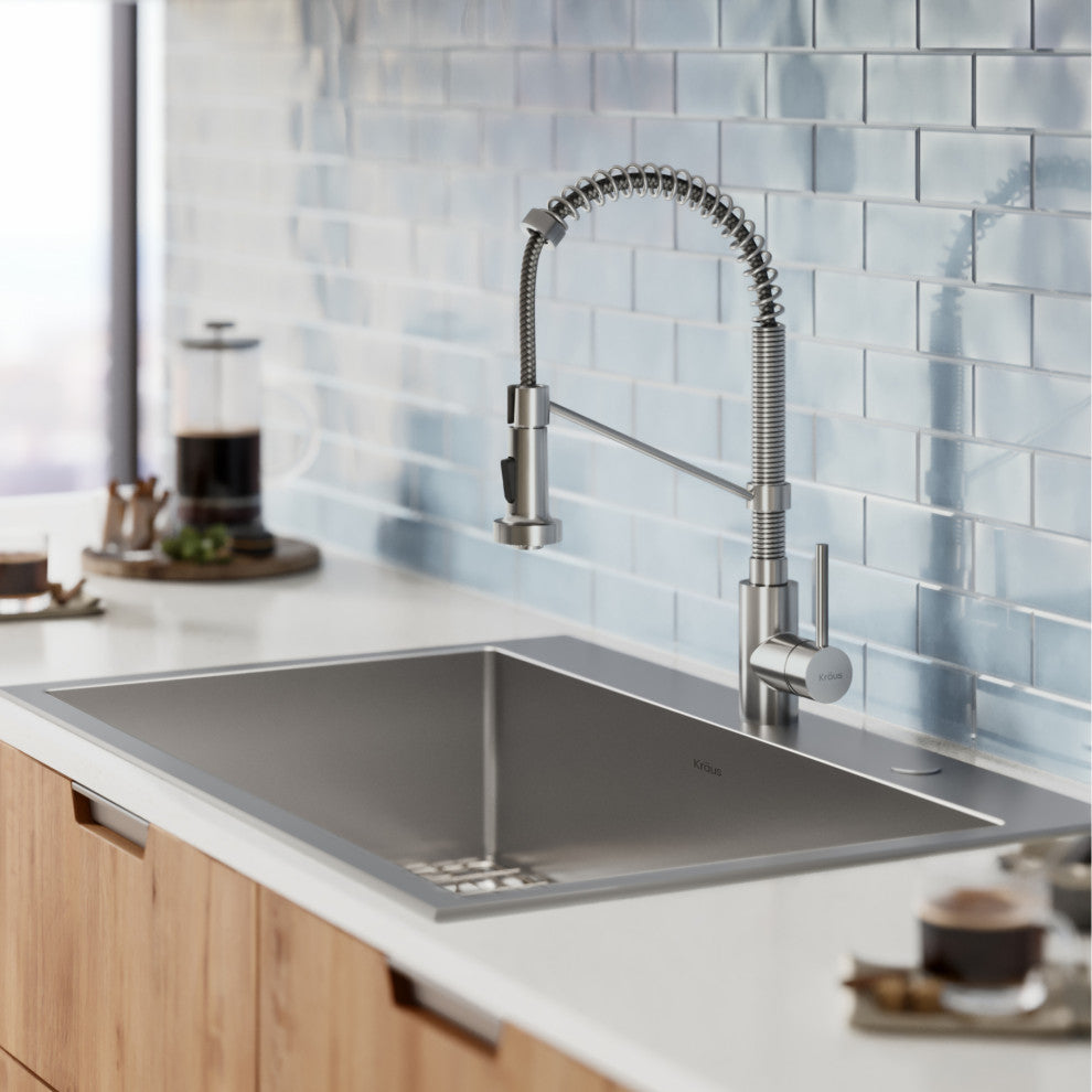 Stark 33" Drop-In Undermount Kitchen Sink, Pulldown Faucet, Stainless Steel