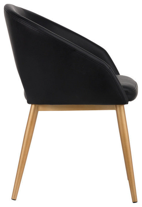 Thatcher Antique Brass Dining Chair, Onyx