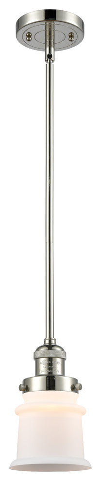 Small Canton 1-Light Mini Pendant, Polished Nickel, Matte White