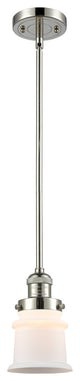 Small Canton 1-Light Mini Pendant, Polished Nickel, Matte White