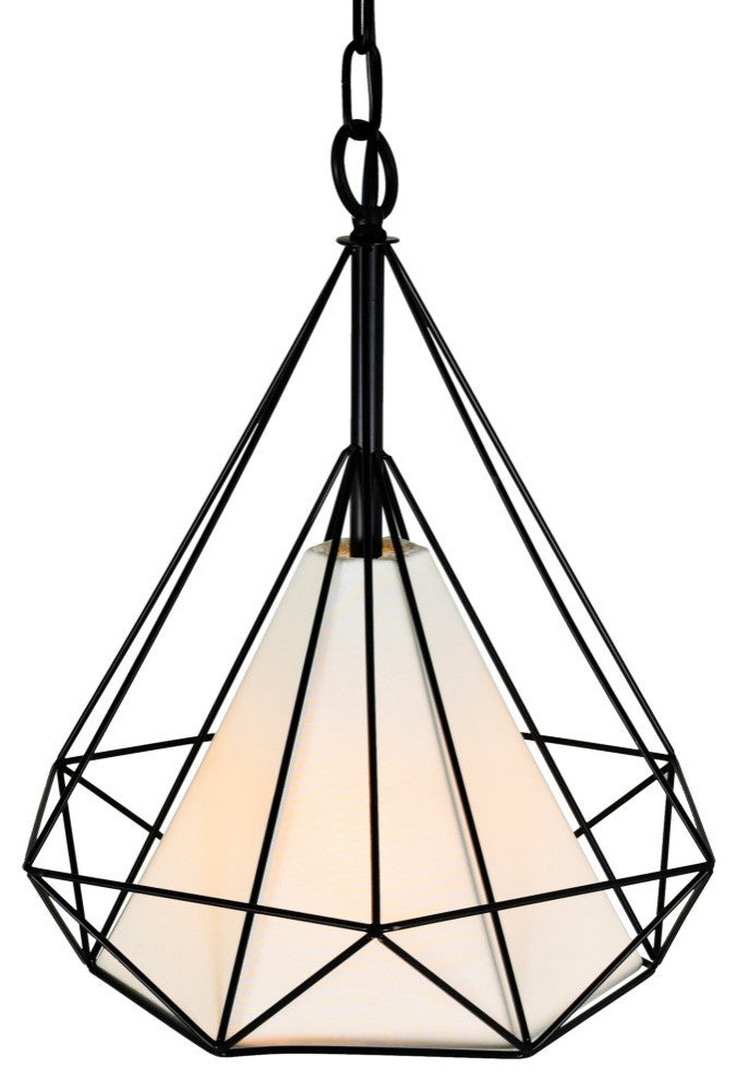Diamond 1 Light Down Pendant With Black Finish