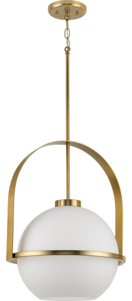 Delayne Collection 21" 1-Light Brushed Bronze Etched Opal Pendant Light