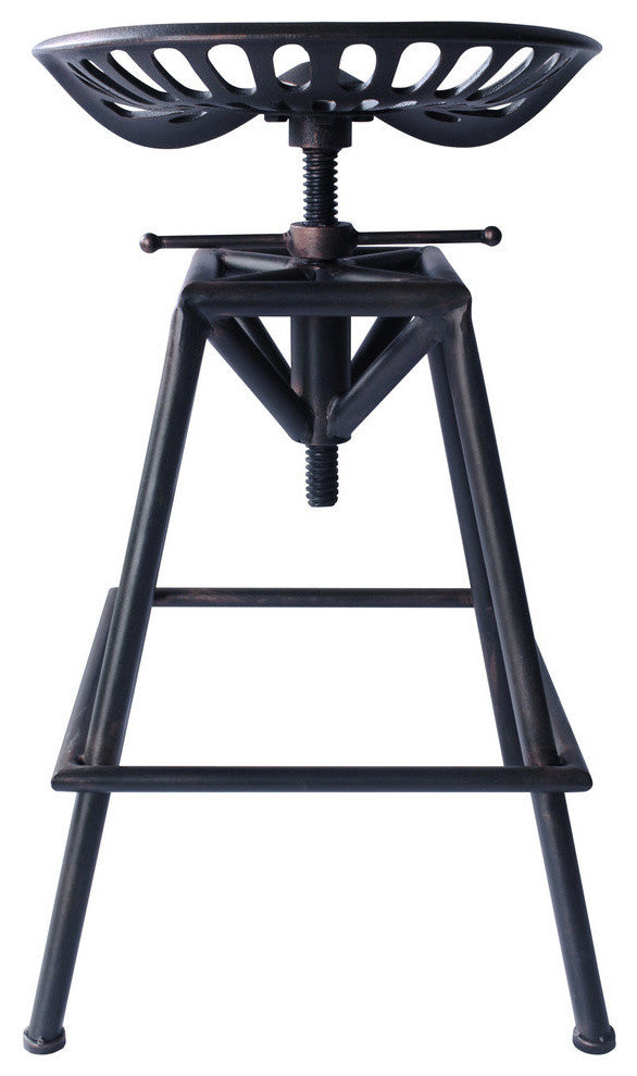 Tractor Industrial Backless Adjustable Barstool, Copper Brushed Gray