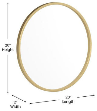 Julianne Round Metal Framed Wall Mirror, Gold, 20"