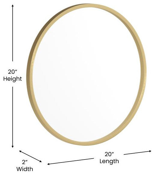 Julianne Round Metal Framed Wall Mirror, Gold, 20"
