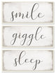 Smile Giggle Sleep White Wood Look 3-Piece Wall Plaque Art Set, 7"x17"