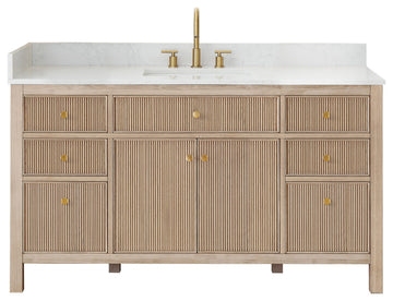 Cerrito Bathroom Vanity, Natural Oak, 60" Single, Without Mirror