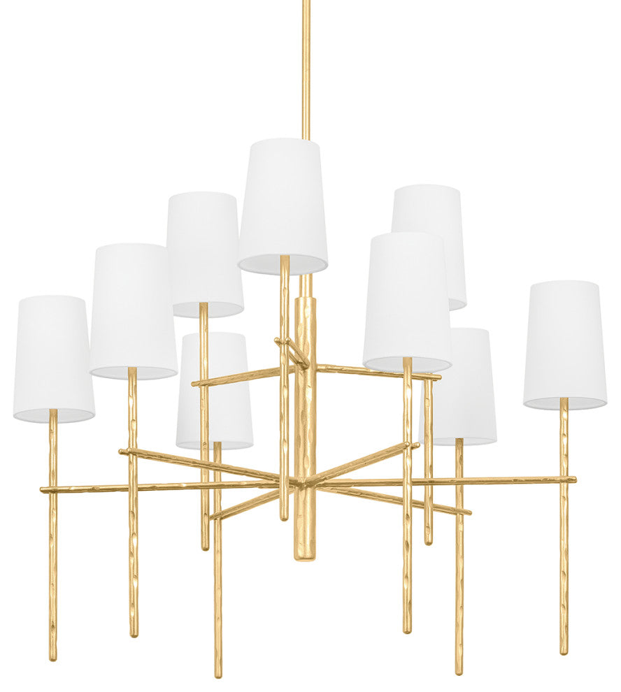 Nine-Light Chandelier, Vintage Gold Leaf