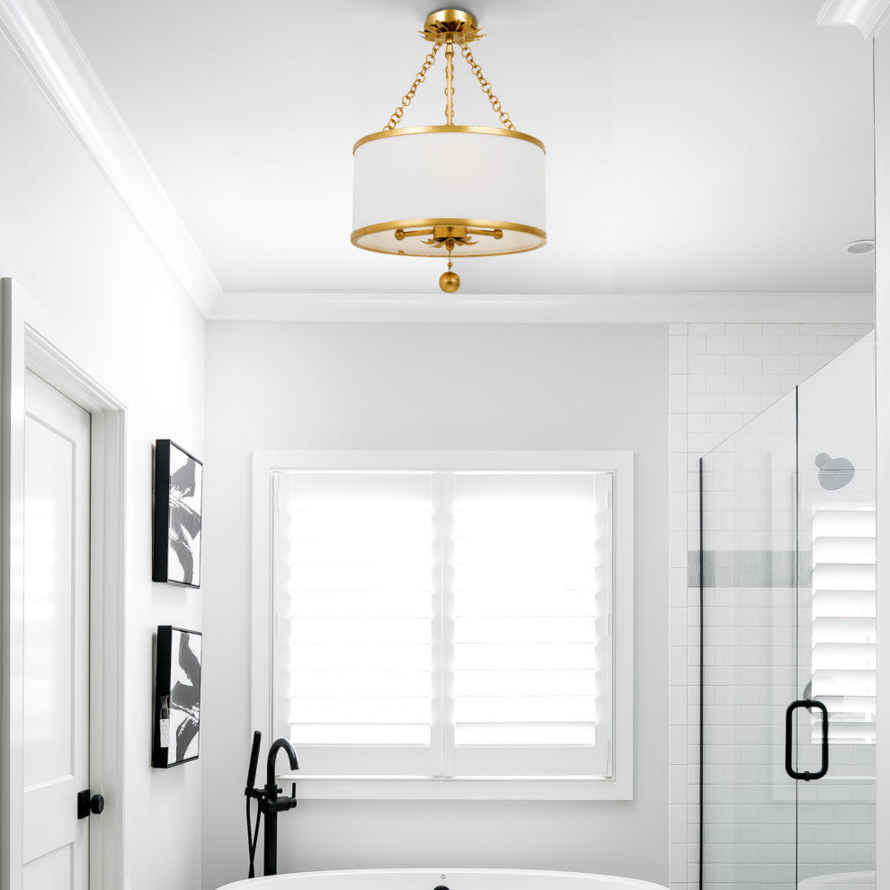 Crystorama Lighting Group 513_CEILING Broche 3 Light 14"W - Antique Gold