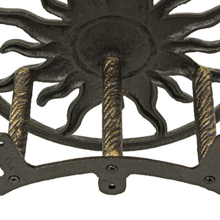 Cast Iron Celestial Sun Wall Mounted Hanging Garden Hose Holder Bronze