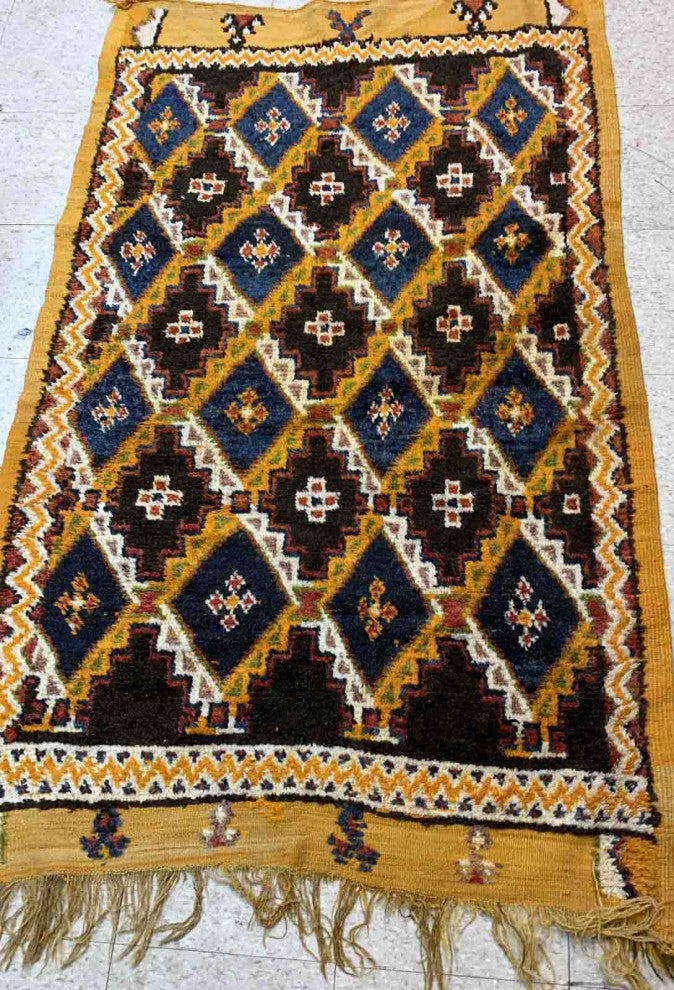 Handmade Antique Moroccan Berber Rug, 4.5'x7.2', 137cmx219cm 1880s