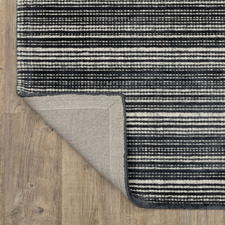 Cayden Textural Stripe Wool Blend Black/ Ivory Hand-tufted Rug 8' x 10'