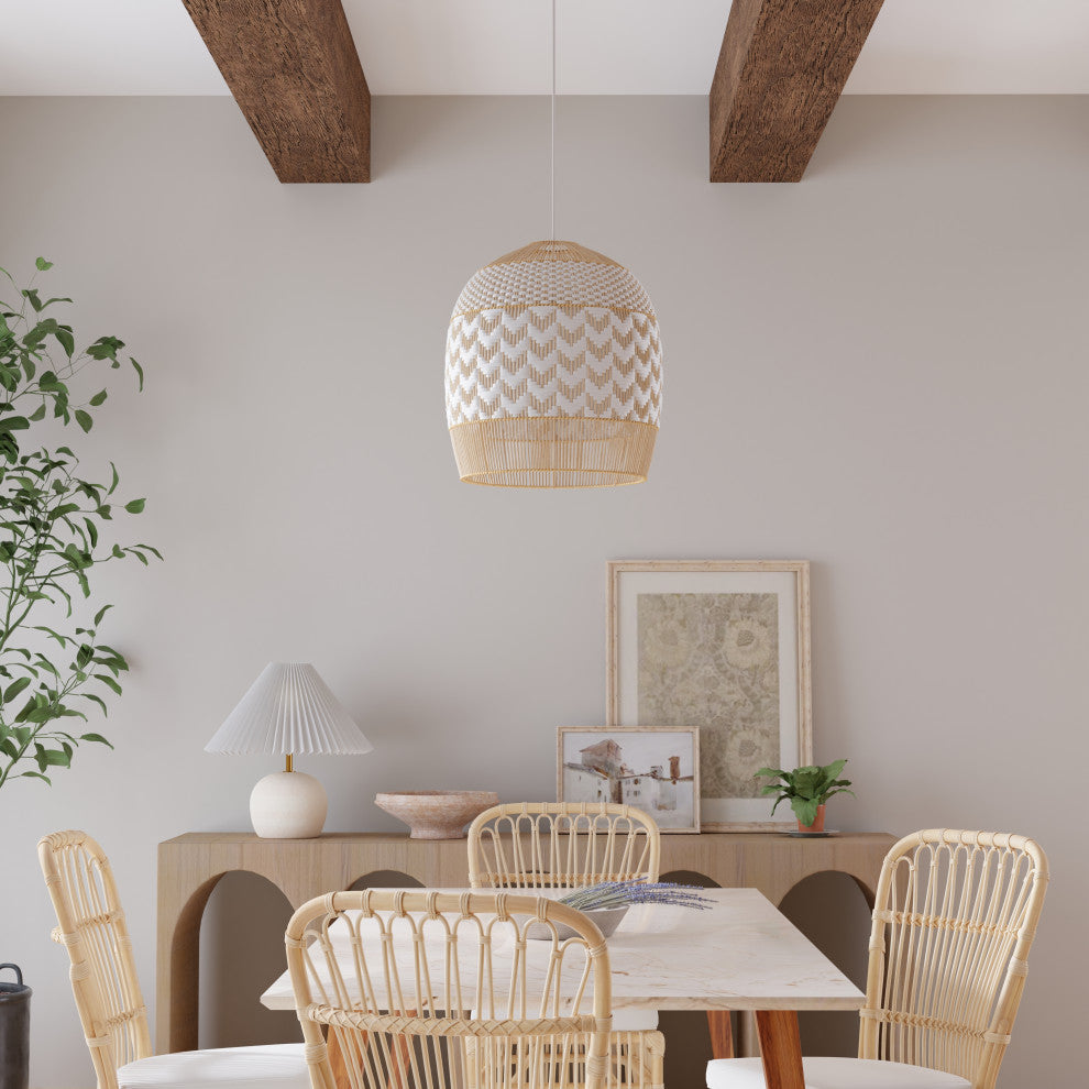 Wicker,  Polyrattan Tulip Chevron Pendant Lamp