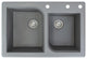 Radius 33" silQ Granite Drop-in Double Bowl Kitchen Sink with 3 Holes in Grey