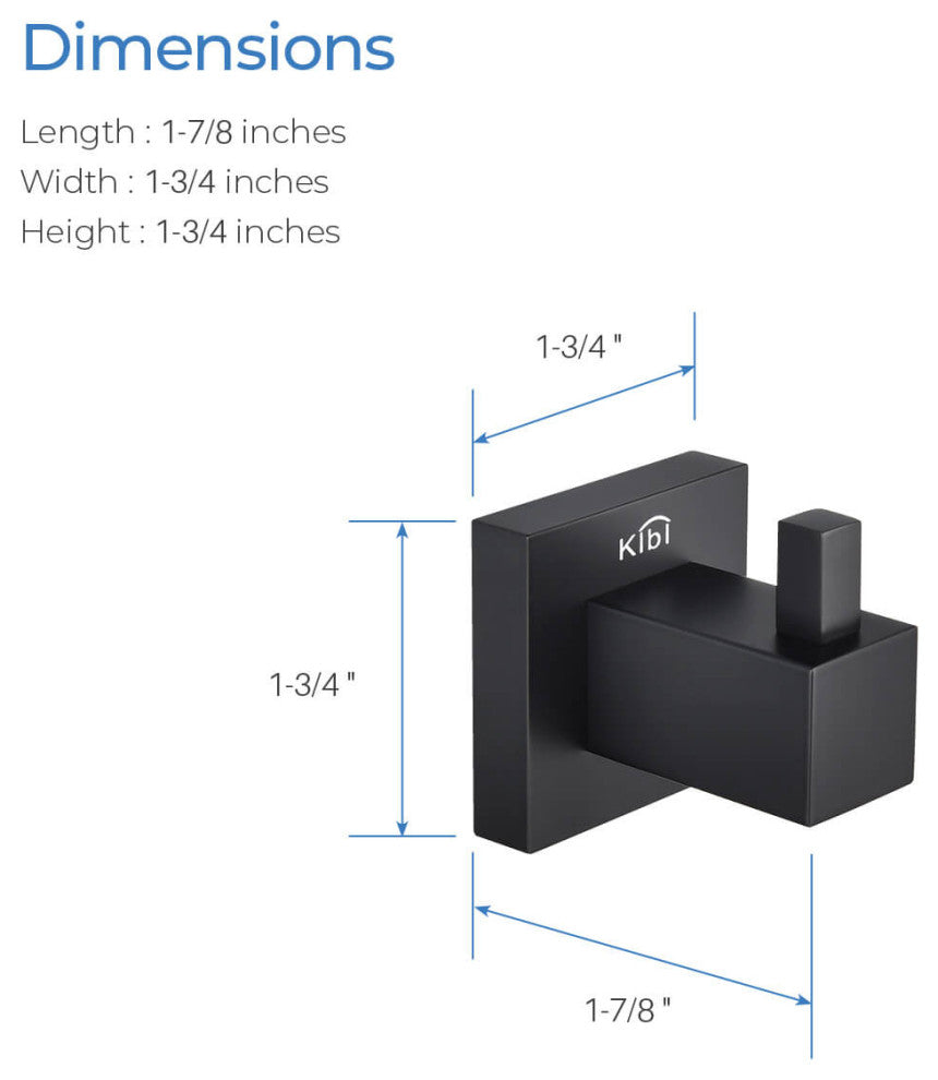 Cube Bathroom Robe Hook KBA1501, Matte Black