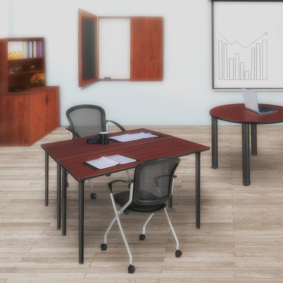 42 x 24 Kee Folding Training Table- Mahogany/ Black