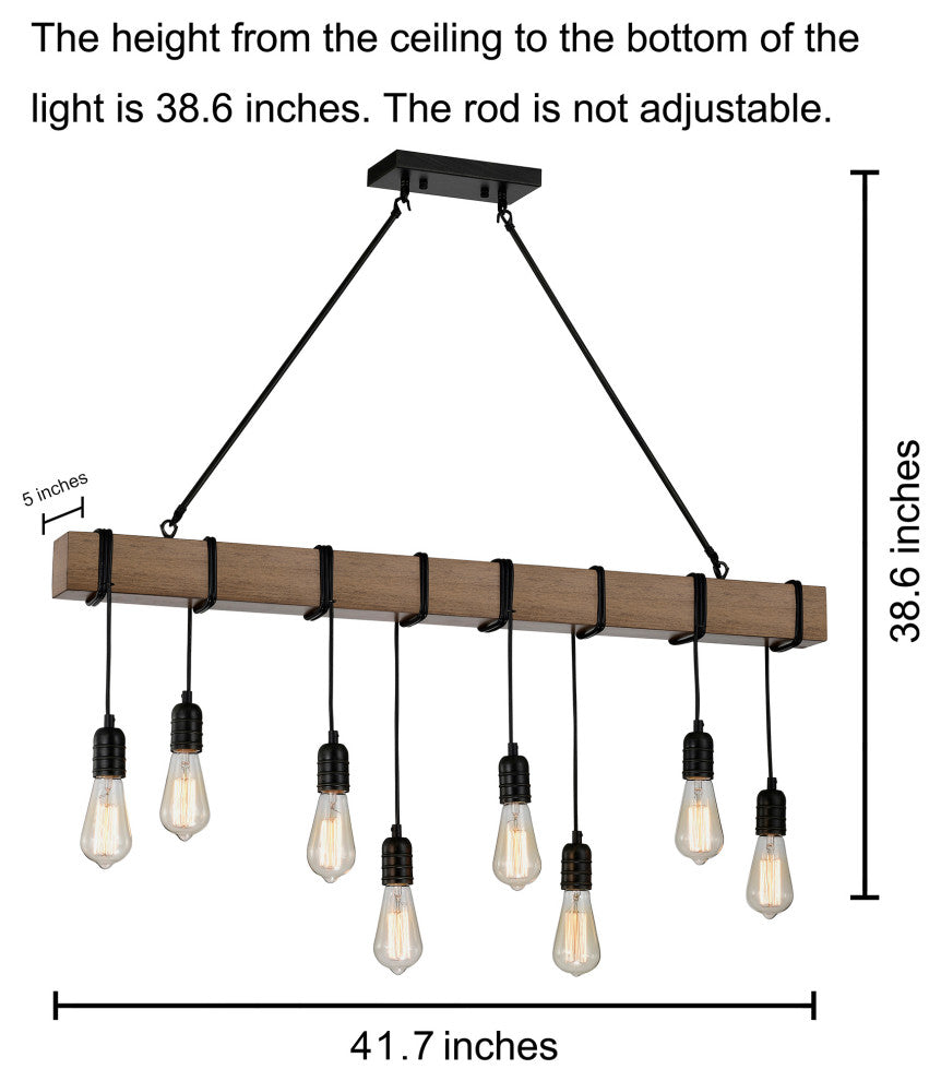 Sheila 8-light Natural Wooden Beam Linear Chandelier
