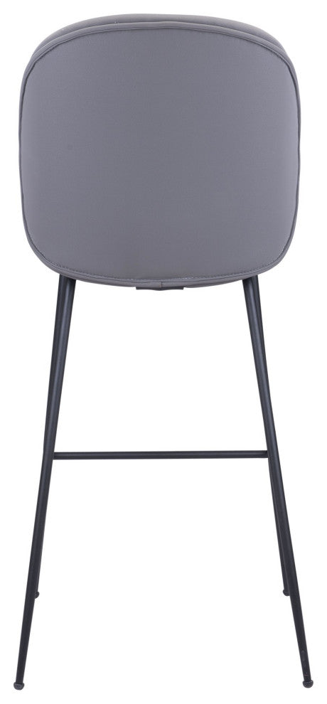 Bar Stool Chair Barstool, Steel Metal, Fabric, Gray, Black, Cafe Bistro