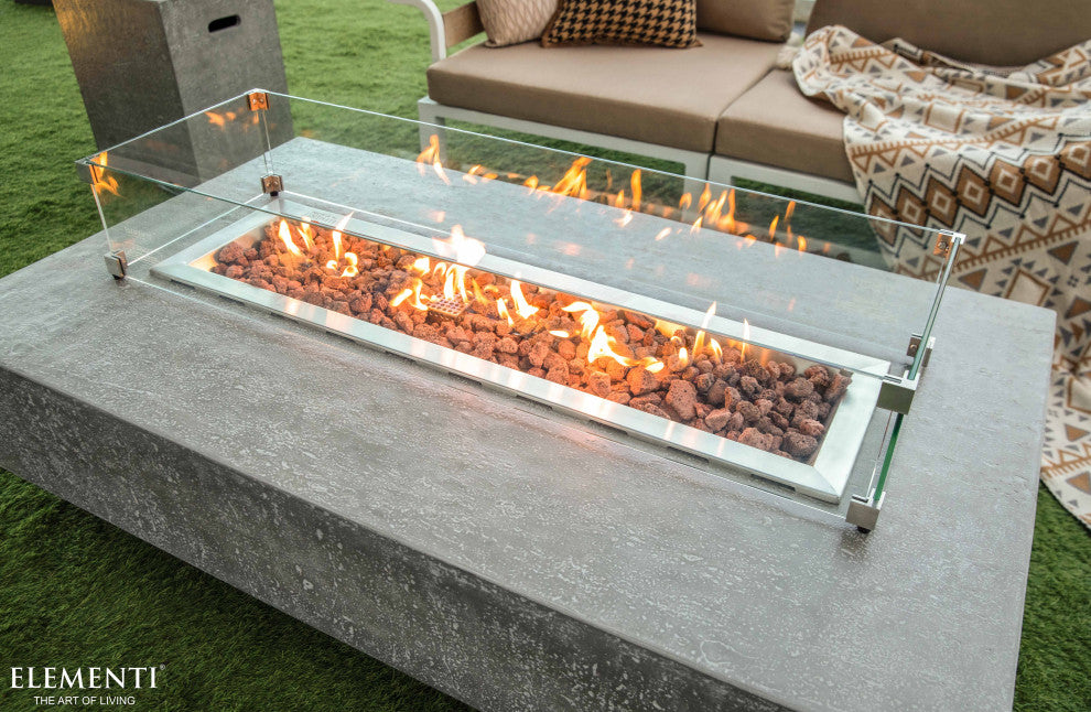 Hampton Rectangle Light Gray Concrete 56" Natural Gas Fire Table
