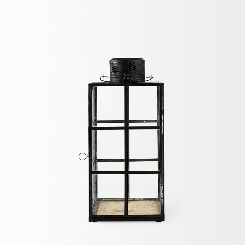 Gamfield 6.1Lx6.1Wx13.4H Medium Black Metal and Glass Lantern