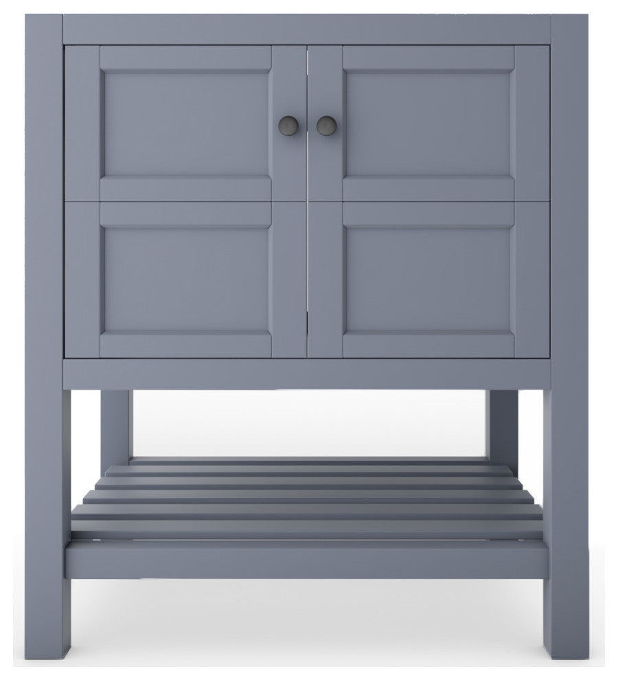 CastelloUSA Alicia 30" Freestanding Vanity, Base Only, Gray, Black Handles