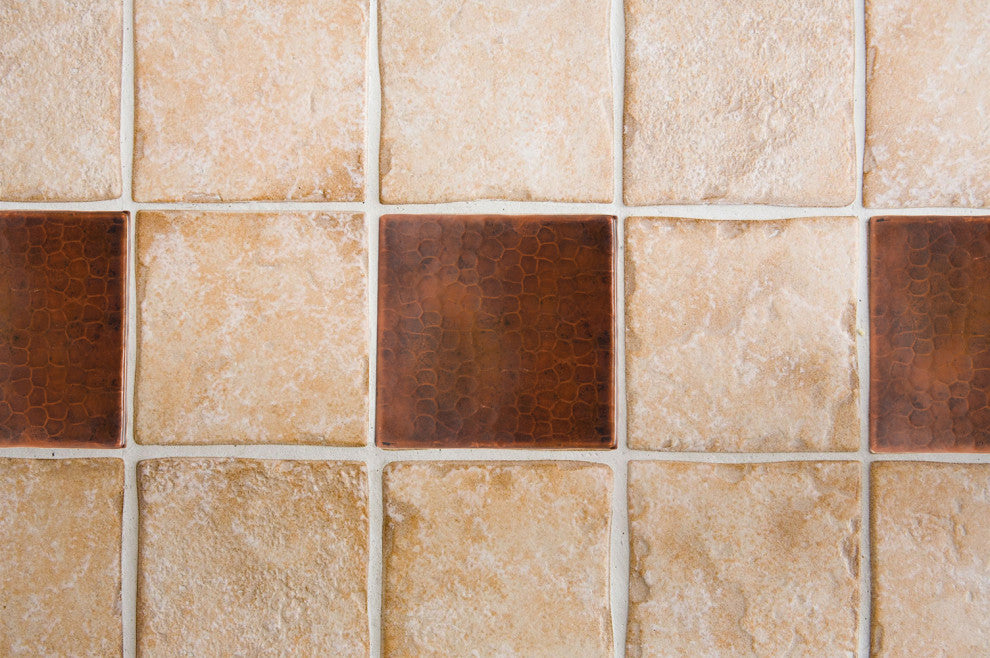 Hammered Copper Tile, 4"x4", Set of 4