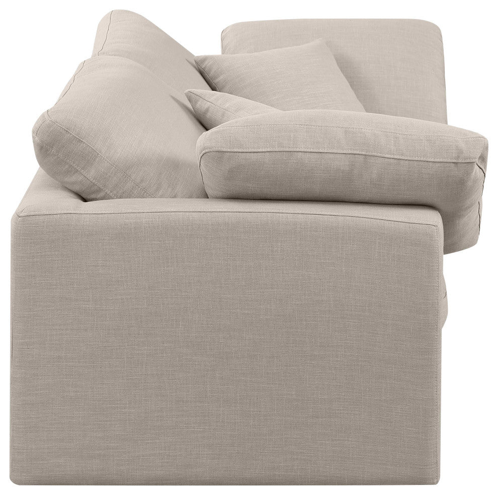 Indulge Upholstered Modular Sofa, Beige, 2-Piece: 2 Corner Chair, Down Stuffed Linen Textured Fabric