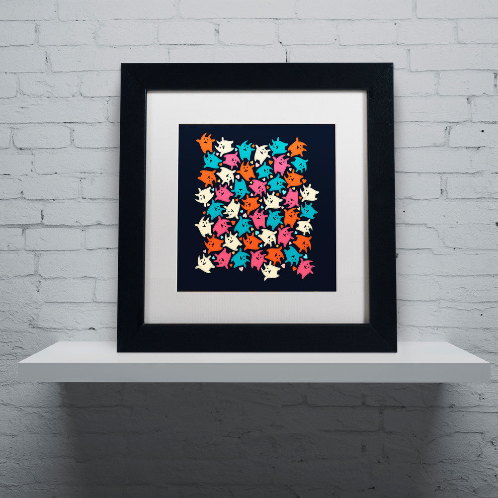 'Tiny Tumbling Kittens' Matted Framed Canvas Art by Carla Martell