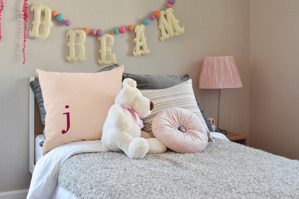 26"x26" Modern Monogram Decorative Throw Pillow, Dusty Rose