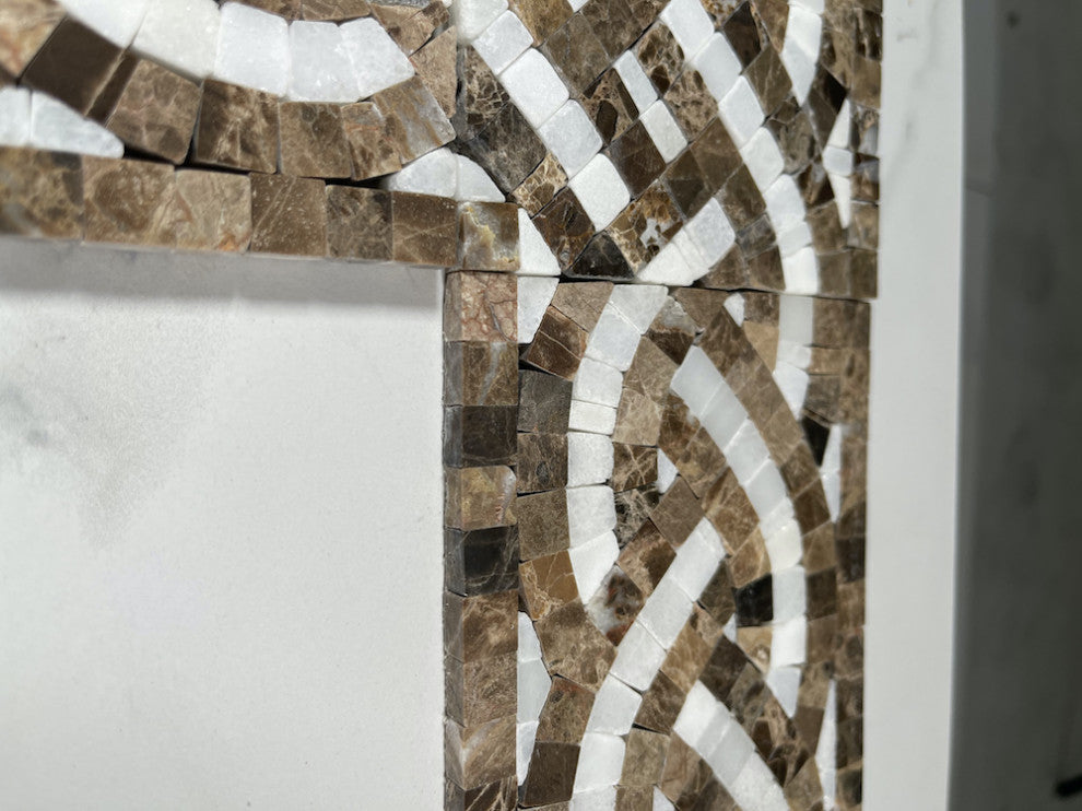 Marble Mosaic Border Listello Tile Braid White Jade 4x12 Polished, 1 piece