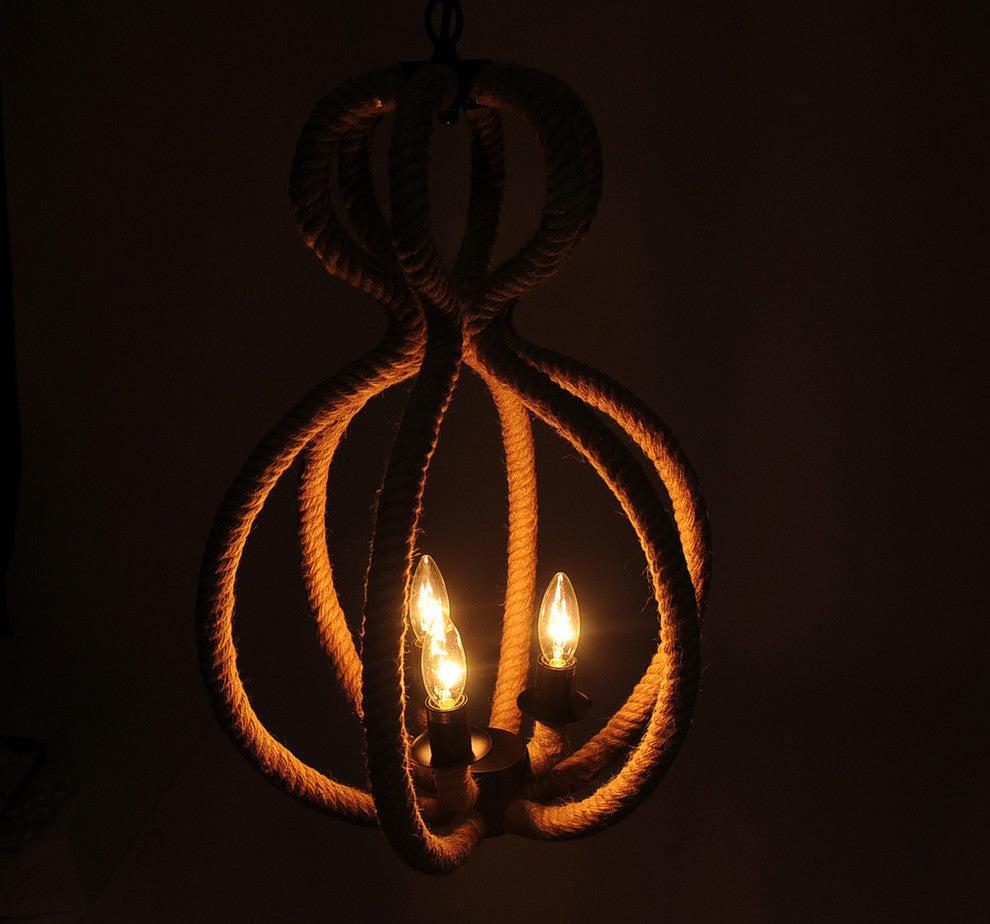 Rope Pendant Lamp, 3 Bulbs