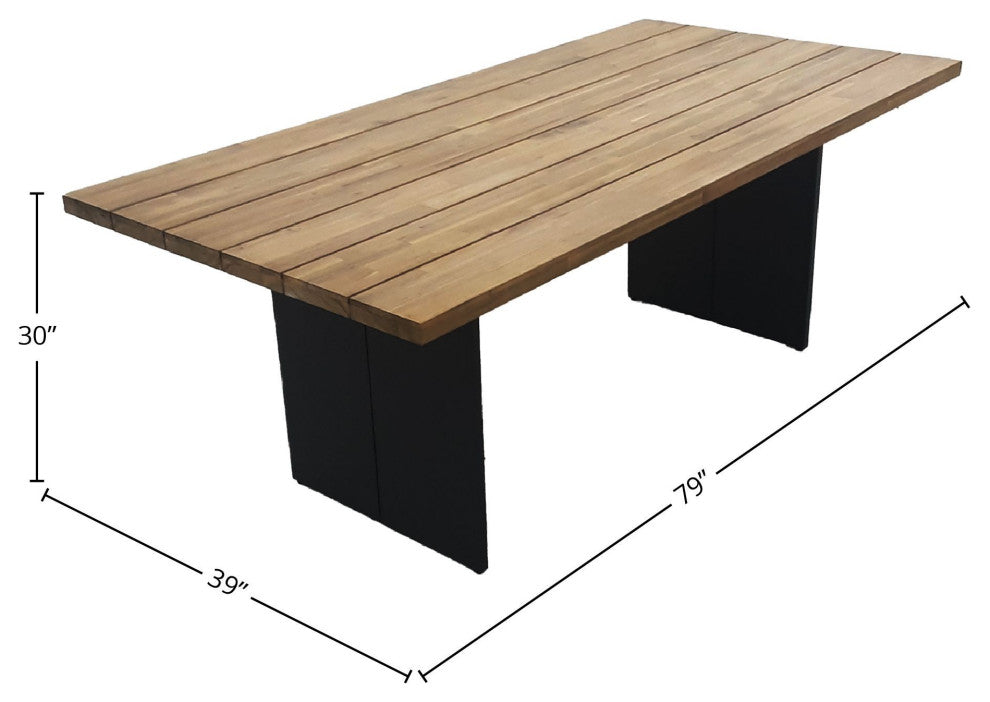 Naples 79" Wide Steel Outdoor Dining Table, Brown
