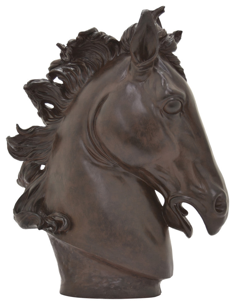 Plutus Brands Horse Head Figurine, Brown Resin