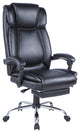 Executive Office Chair, Black Faux Leather Seat With Extendable Footrest, Black
