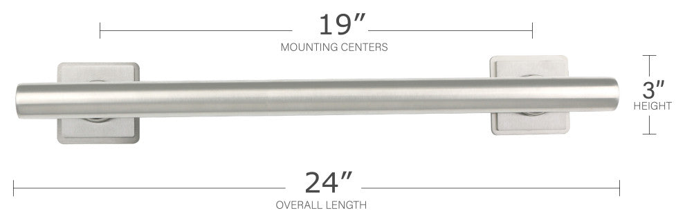 Coronado Designer Straight Bathroom Shower Grab Bar, Satin, 24"