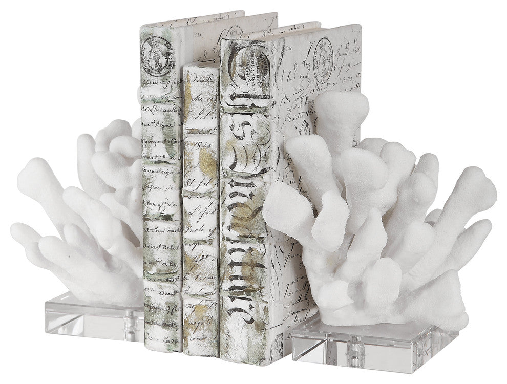 Charbel White Bookends, 2-Piece Set