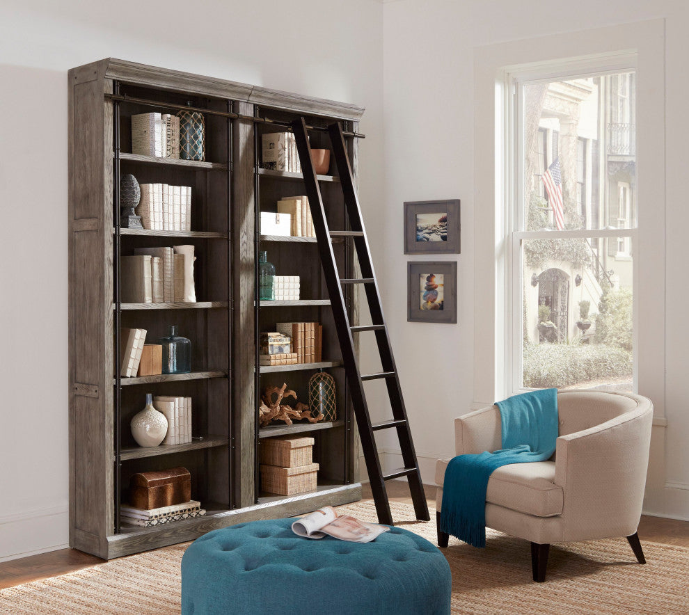 Avondale 8' Tall Bookcase Wall With Ladder